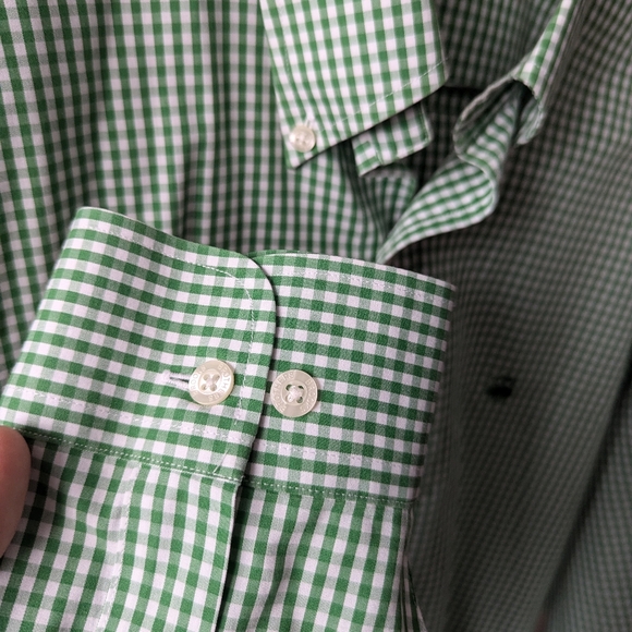 Men's Brooks Brothers Green Check Button Down Non-Iron Shirt 100% Cotton - Large - Picture 11 of 12